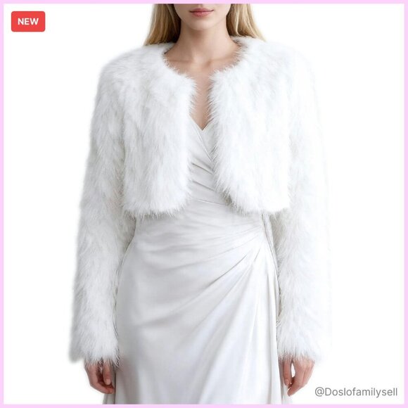 Faux Fur Cropped Jacket Open Front Chic Winter Coat Y2K Style